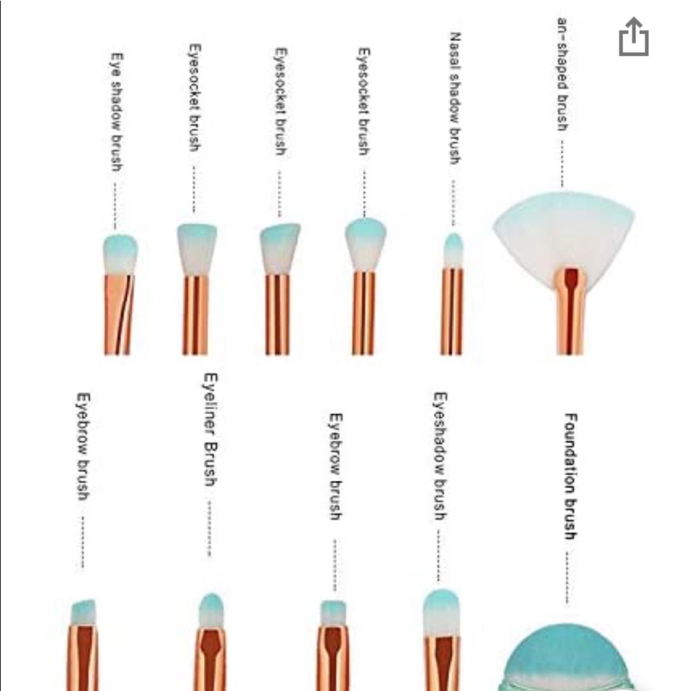 Golden color Mermaid 11PCS Makeup Brushes- - Picture 4 of 4